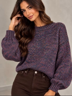Sweter melanżowy fioletowo granatowy